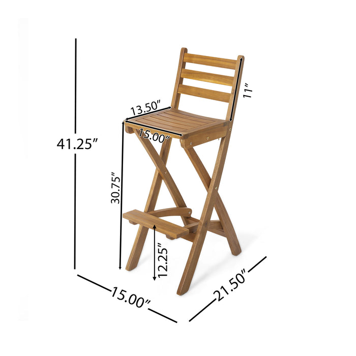 Outdoor Acacia Wood Folding Patio Barstool
