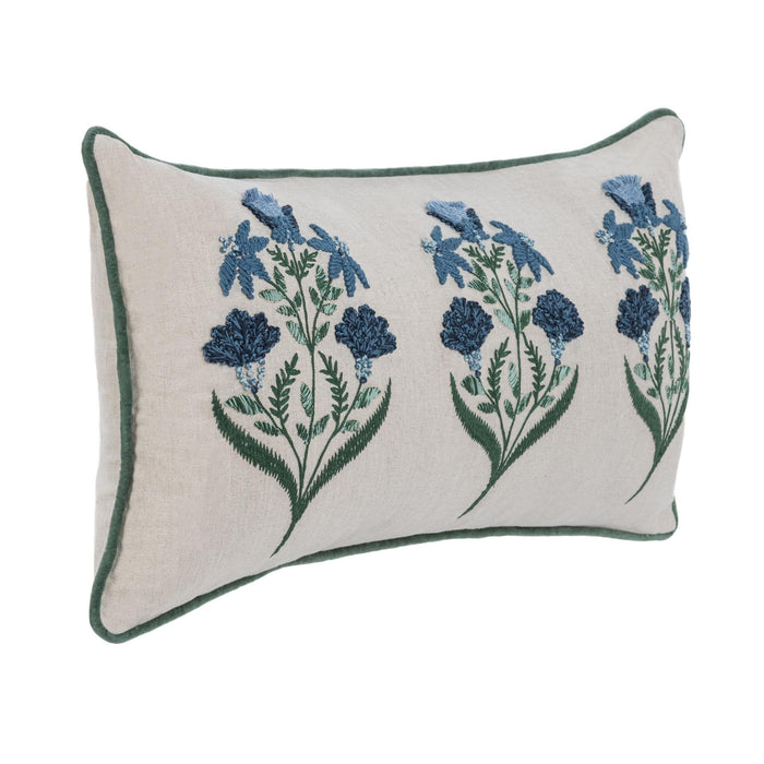 Novel Estate - 14" x 26" NV Belcourt Floral Pillow - Floral Natural / Blue