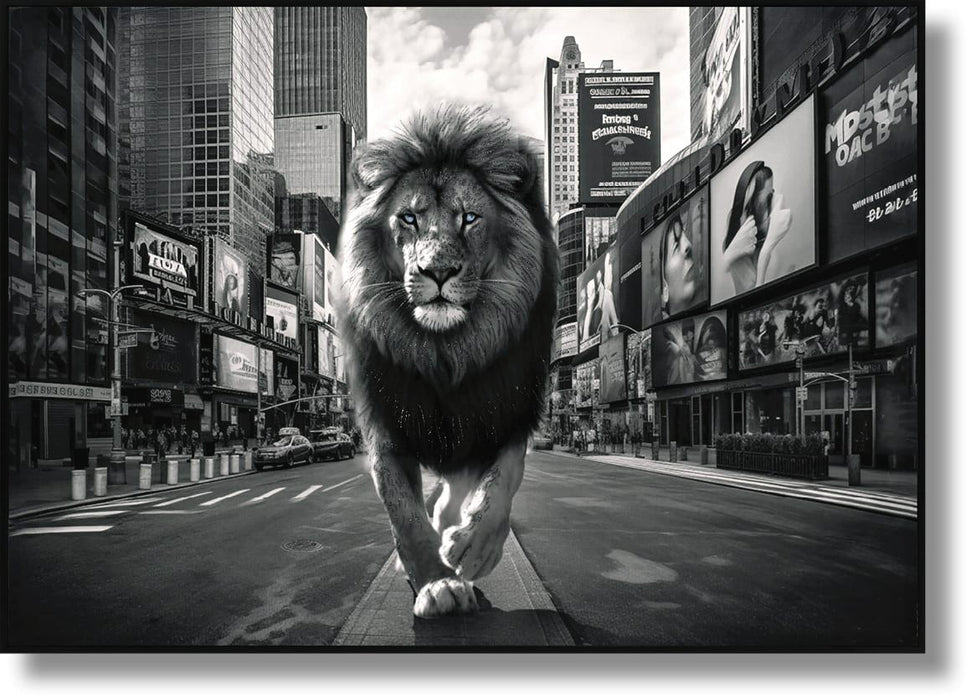 Glossy Painted Framed Canvas - King Of The City - Dark Gray