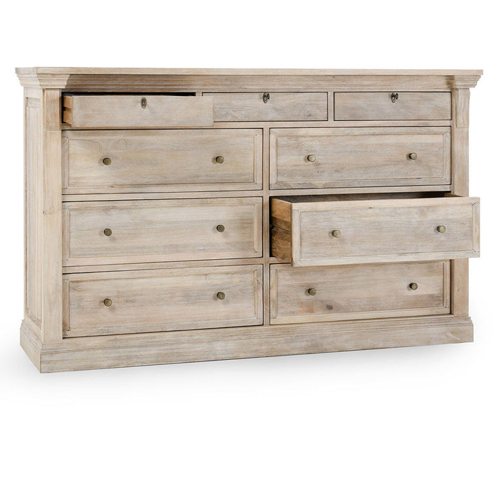 Adelaide - 9 Drawer Dresser - Natural Cream Wash