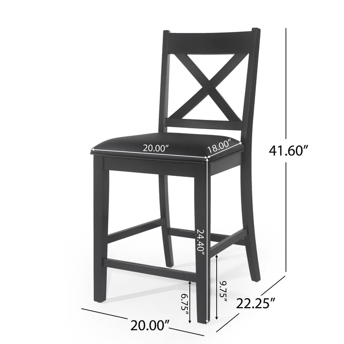 Farmhouse Style Counter Height Chair With Upholstered Seat