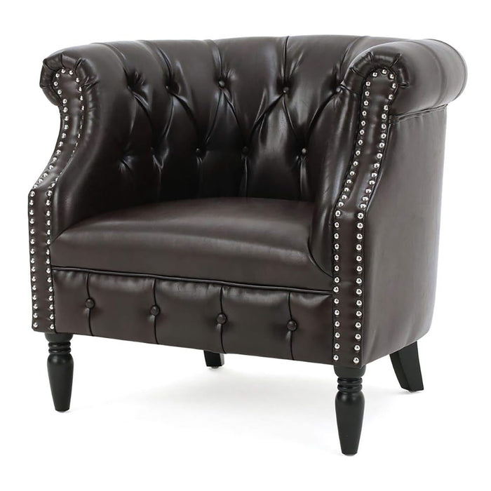 Celestialis - Upholstered Club Chair With Tub Design And Rolled Recessed Armrests