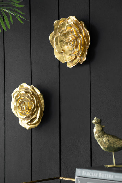 Rose Hanging Wall Accents (Set of 2) - Gold