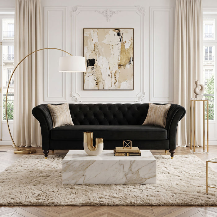 Chesterfield Sofa, 3 Seat Couch With Deep Button Tufted Back, Rolled Arms