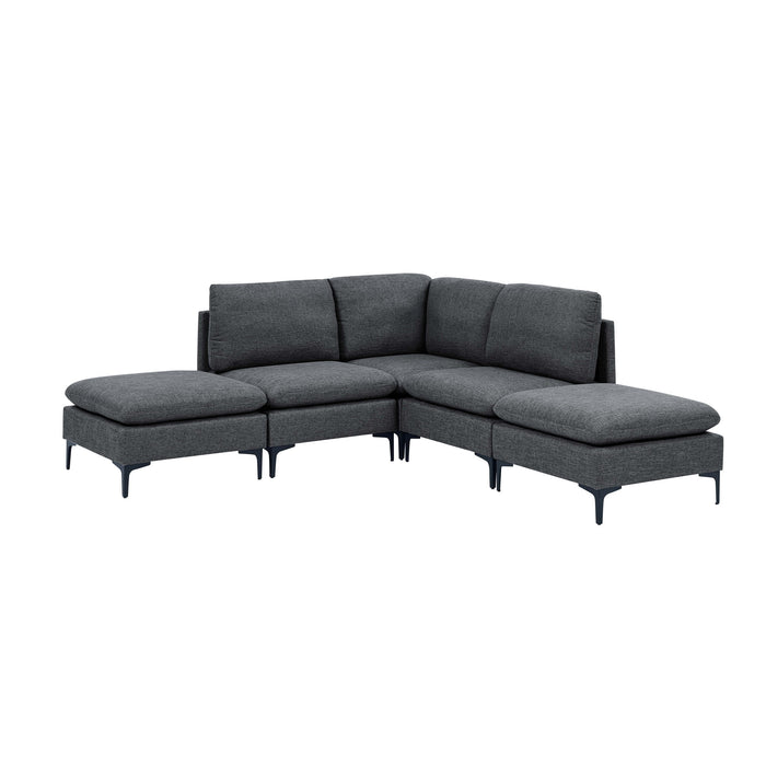Upholstered Modular Sectional With Tall Legs, Medium Firm Seat