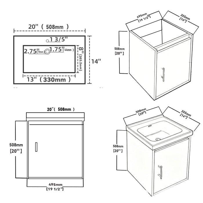 20" Floating Bathroom Vanity Combo With Sink, Soft Close Doors, Wall Mounted Solid Cabinet - Golden Oak