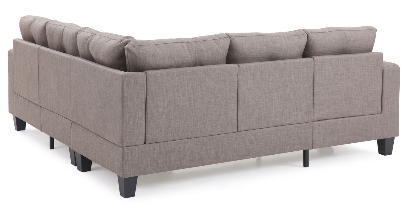 Glory Furniture Newbury Sectional, Gray - Fabric
