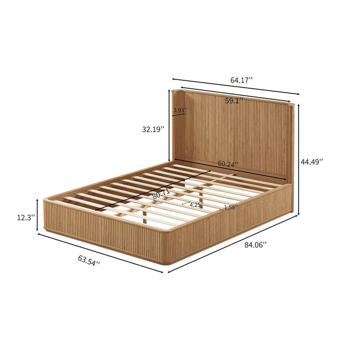 Wave Pattern Headboard Platform Bed Frame