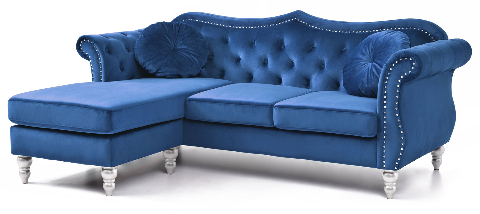 Glory Furniture Hollywood Sofa Chaise, Navy Blue