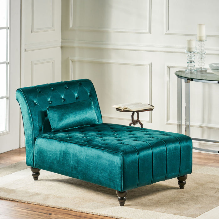 Ethereala - Upholstered Velvet Chaise Lounge With Button Tufted