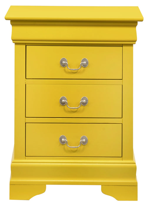 Glory Furniture Louis Phillipe 3 Drawer Nightstand, Yellow