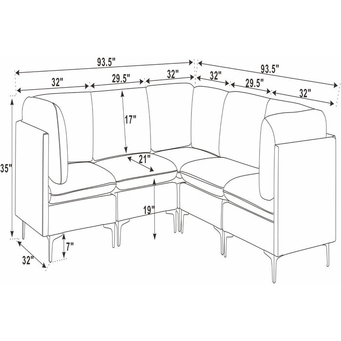 Upholstered Modular Sectional With Tall Legs
