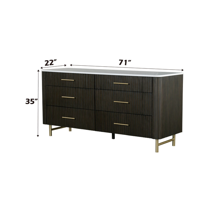 Clayten - Dresser - Espresso / White Marble