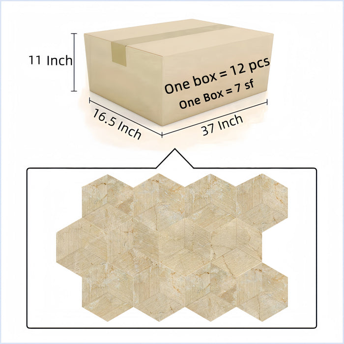 Hexagon Natural Marble Polished Tile For Wall And Floor (Set of 12)