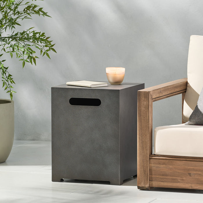 Modern Tank Holder Side Table With Powder Coated Frame