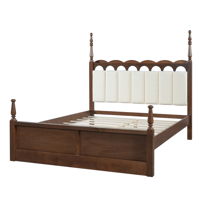 Platform Bed Frame With Tufted Upholstered Scallop Headboard