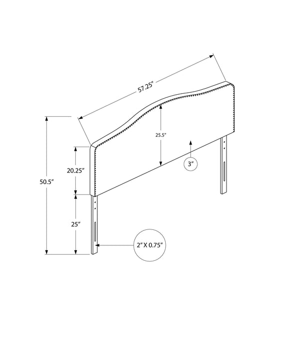 Full Size, Bed Headboard Only Upholstered, Transitional - Gray