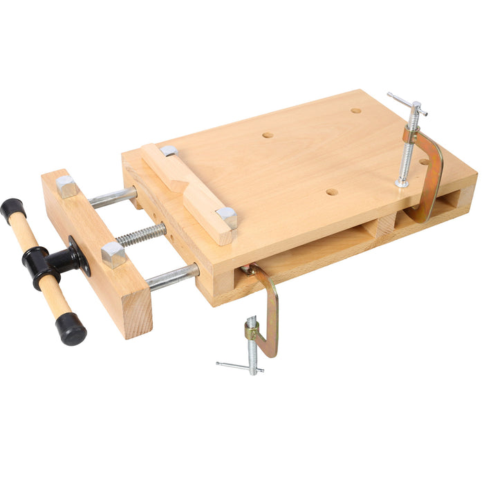 Portable Hard Wood Workbench With Quick Release Handle And G Type Fixing Clips For Woodworking - Natural
