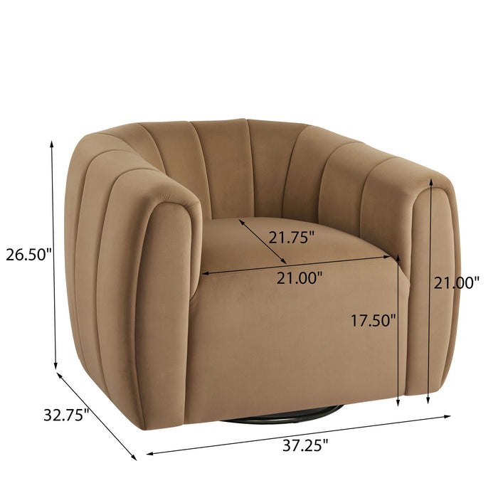 Serenizia - Upholstered Velvet Swivel Chair With Channel Tufted