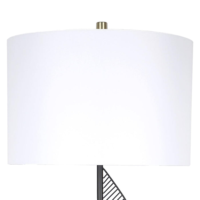Spiral Radiance I Metal & Marble Floor Lamp - Matte Black / Soft Gold