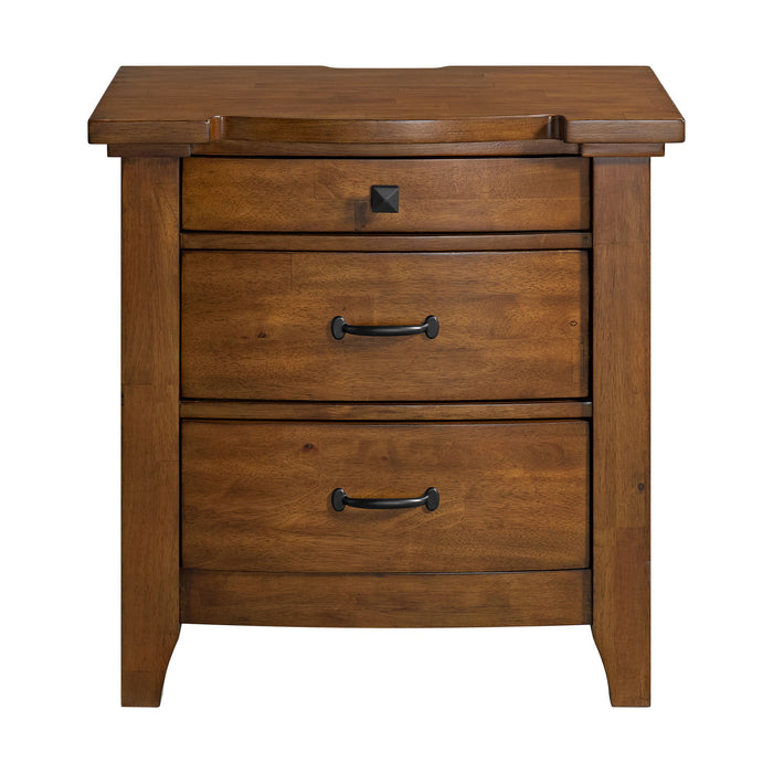 Gage - 3-Drawer Nightstand With USB And Power - Chestnut