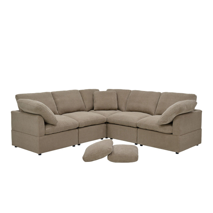 Modular Cloud Sofa With Freely Configurable Corner, L - Shaped Living Room Sofa - Camel