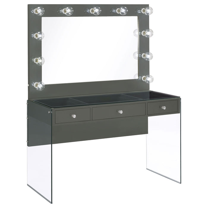 Katelyne - 3 Drawer Vanity Set With Mirror - Gray