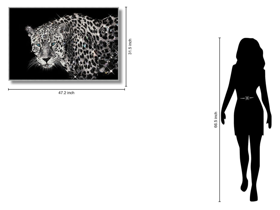 Glossy Framed Leopard With Rocks - Dark Gray