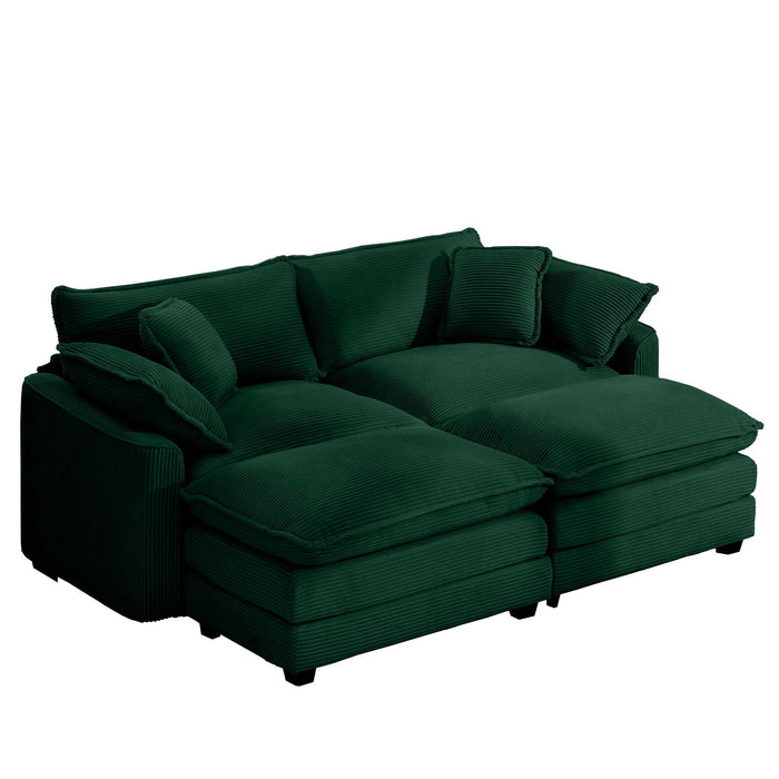 Modern Oversized Modular Cushion Sofa With Ottoman, Low Back, Deep Seating Sofa Set