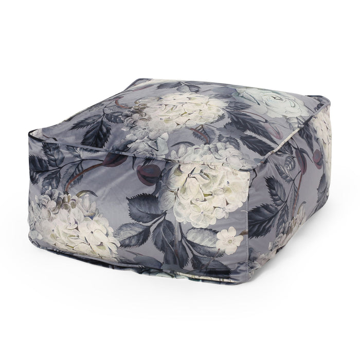 Hazel - Large Square Pouf With Flower Print
