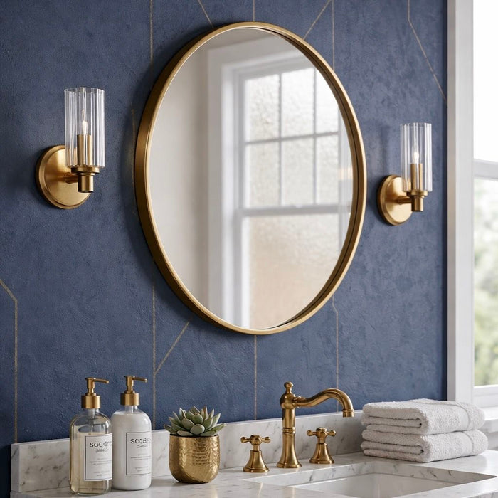 Jardin - Single Light Wall Sconce With Clear Ribbed Satin - Clear / Gold