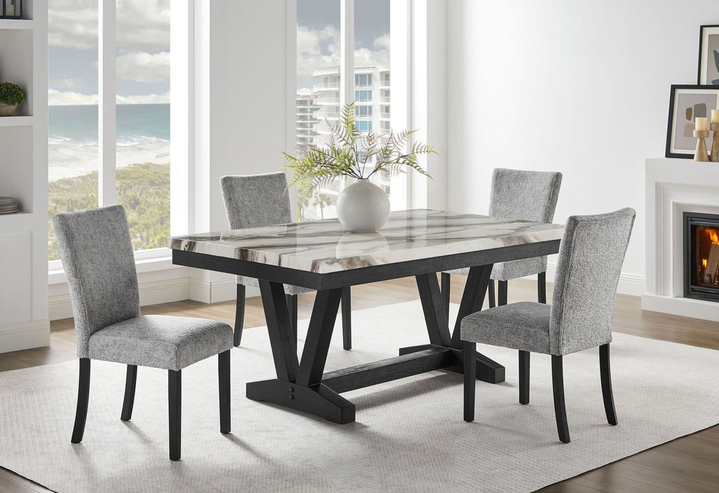 D1319 - 9 Piece Dining Room Set (Dining Table And 8 Dining Chair) - Black / Light Grey