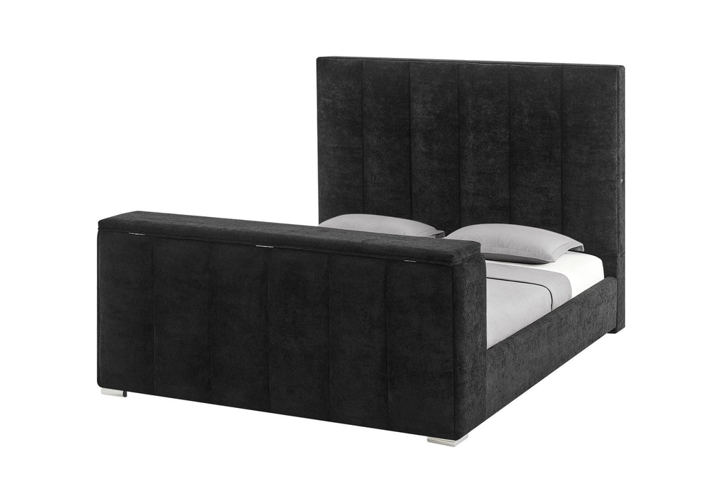 Serenity - King Bed With Speaker, TV Lift, And Fireplace - Onyx