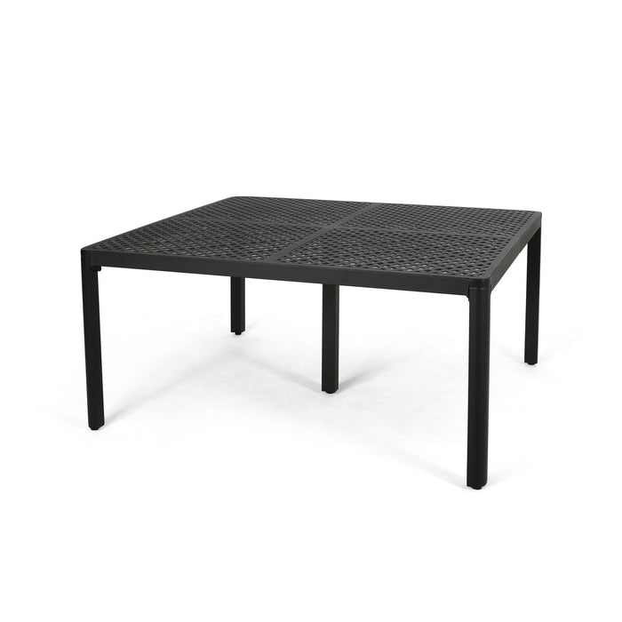 Outdoor Modern Aluminum Dining Table With Woven Accents
