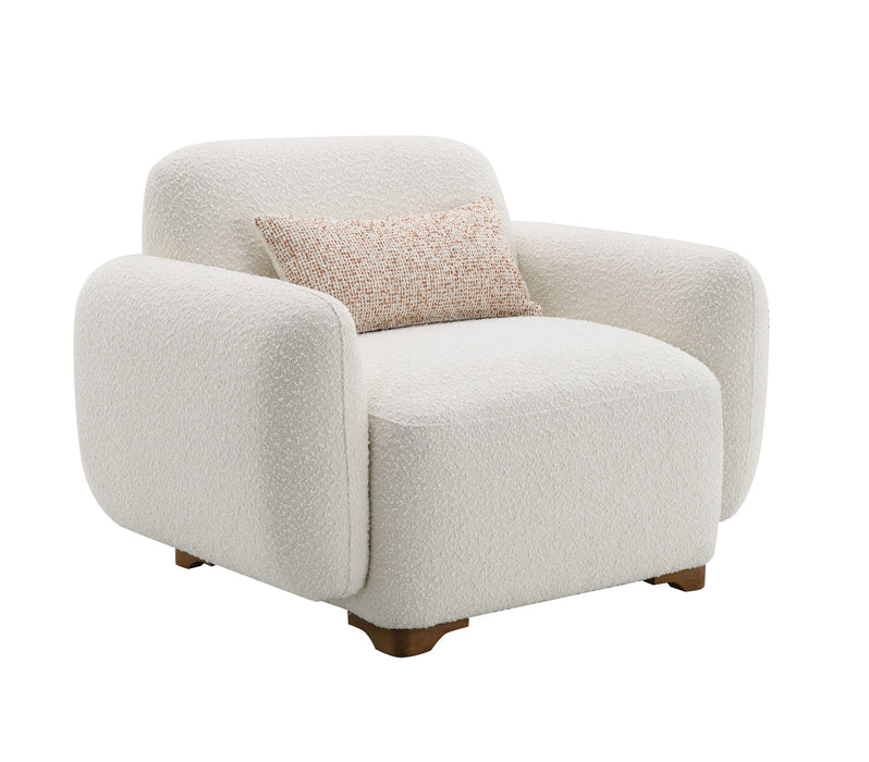 Darius - Boucle Accent Chair With 1 Toss Pillow - Beige