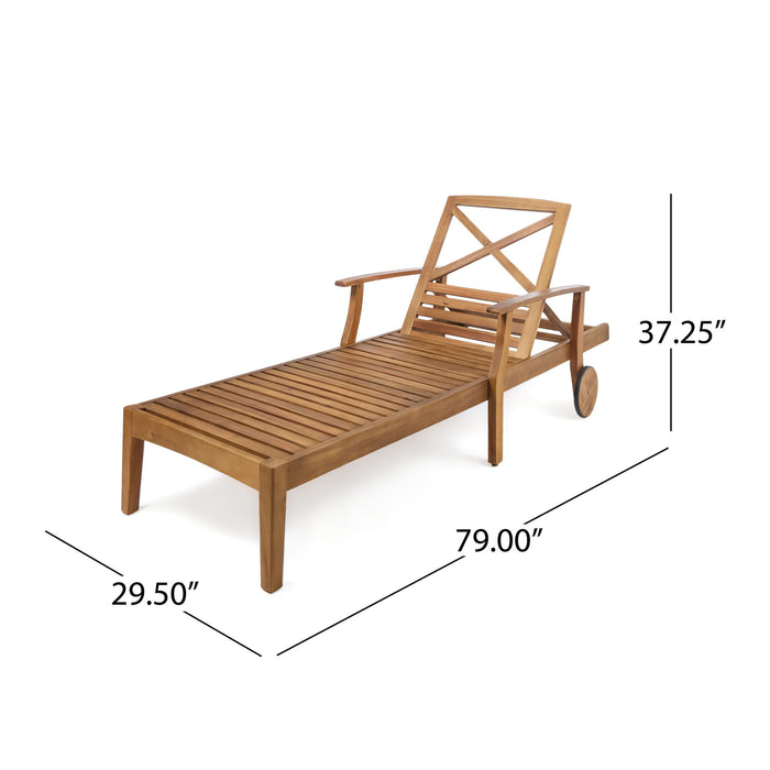 Perla - Chaise Lounge With Wheels And Customizable Cushion Options - Teak