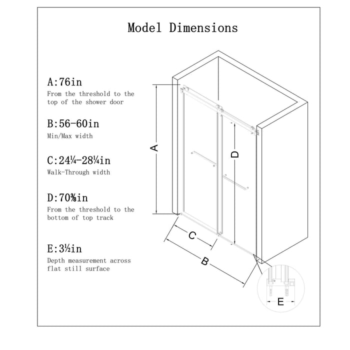 Frameless Double Sliding Soft Close Bathtub Shower Door, 5 / 16" Clear Nano Coated Tempered Glass And 304 Stainless Steel Handle - Matte Black