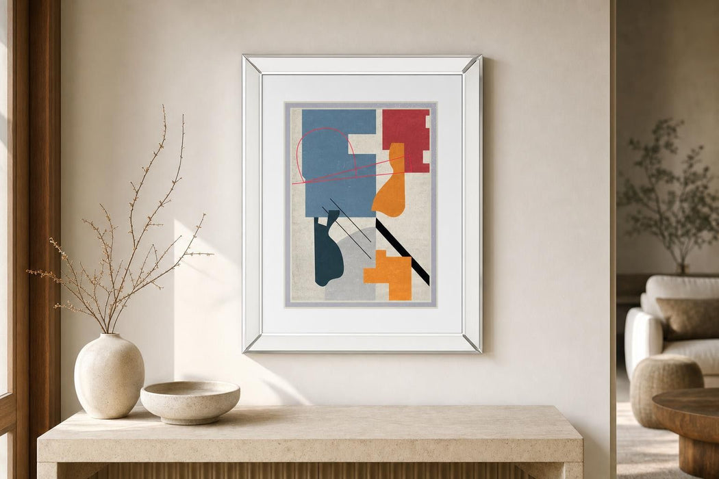 Celestial Planets III By Melissa Wang, Mirrored Frame - Light Blue
