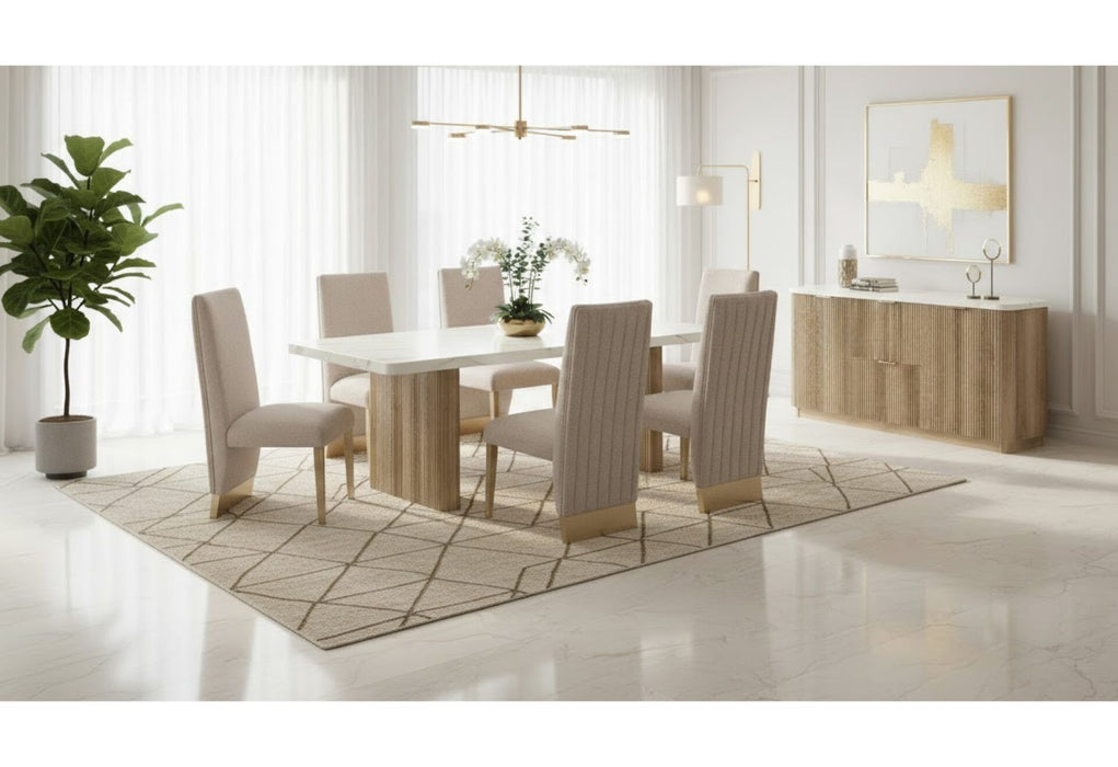 D2504 - 5 Piece Dining Room Set (Dining Table And 4 Dining Chairs) - Light Gray / White