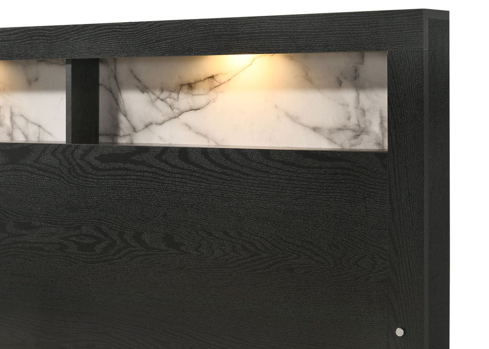 Cadence - Queen Bed In One Box With Shelves - Black