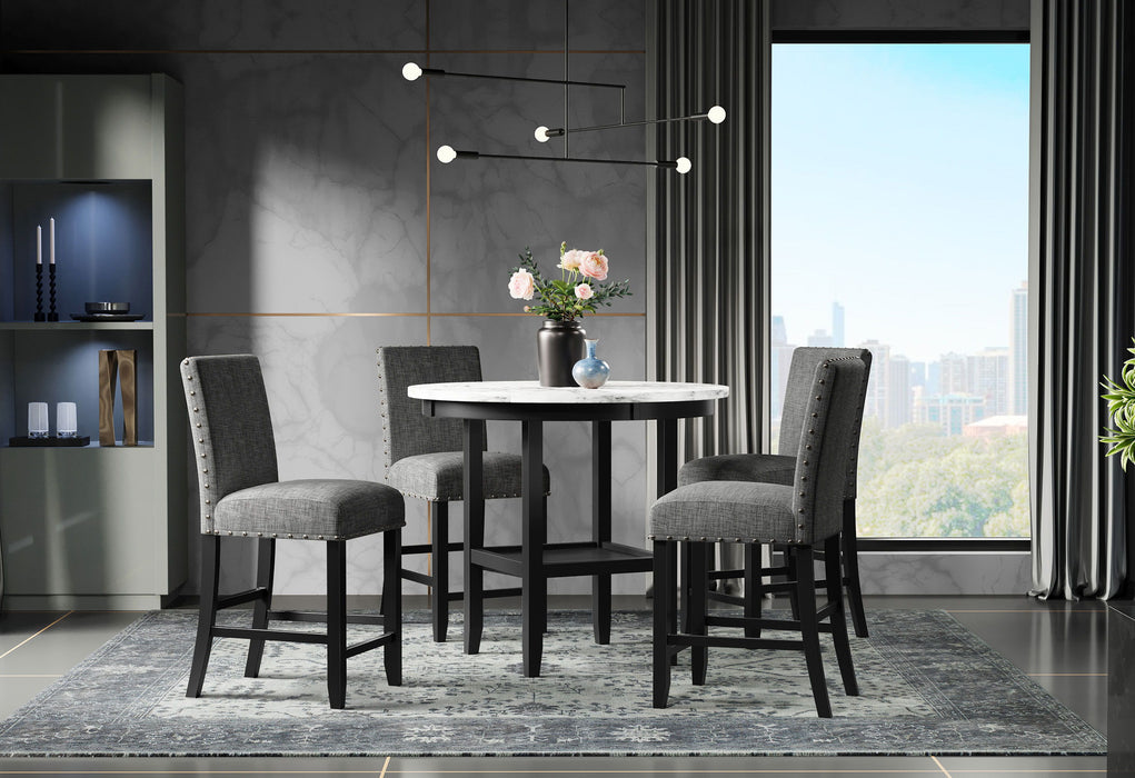 5 Piece Dining Room Set (D40011 Bar Table And D1622 Four Bar Stools) - Dark Gray