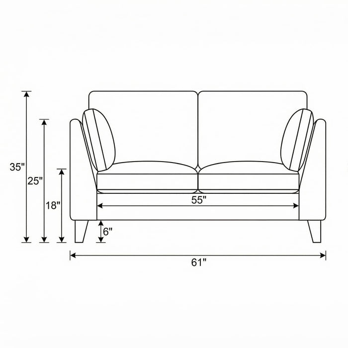 Loveseat Sofa With Upholstery - Gray