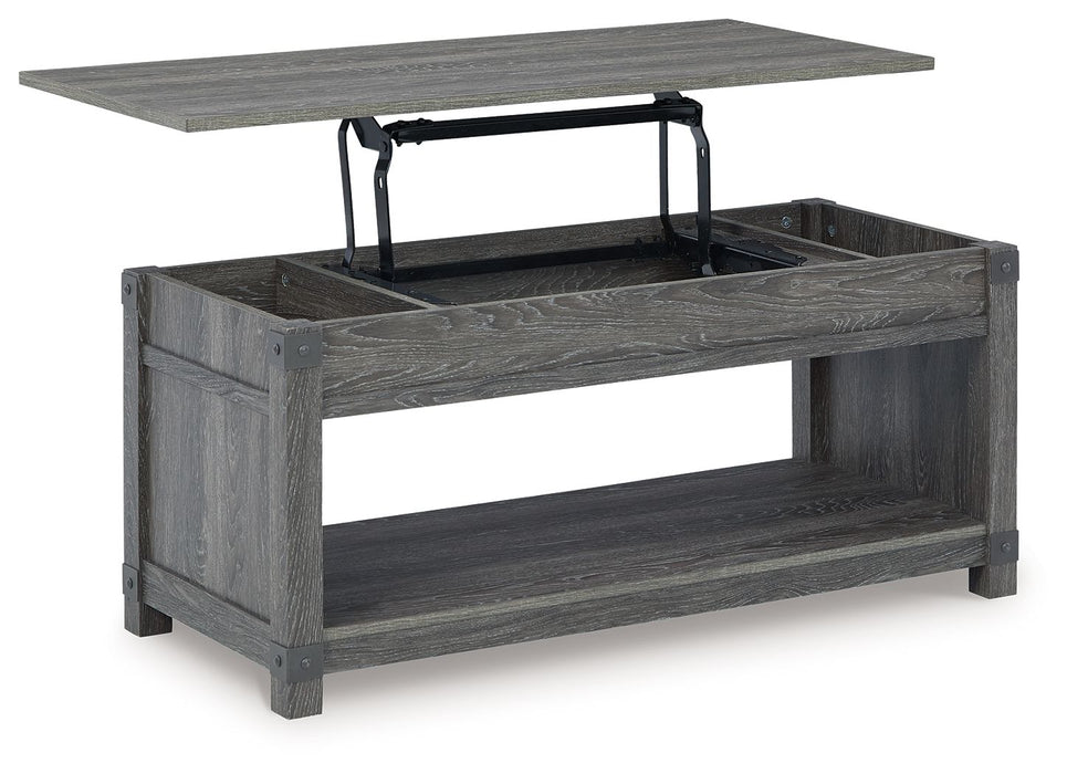 Freedan - Marrón grisáceo - Mesa de cóctel rectangular con tapa elevable