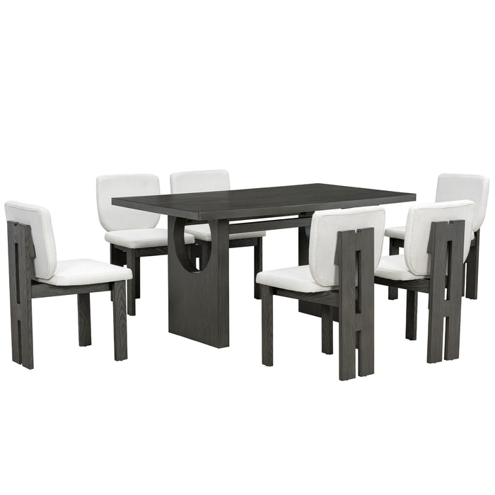 Dining Table Set For 6 With Upholstered Chairs
