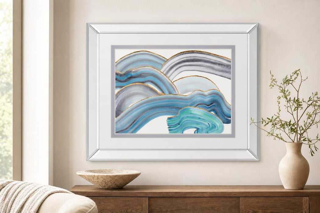 Cloudy Day I By Melissa Wang, Mirrored Frame - Light Blue