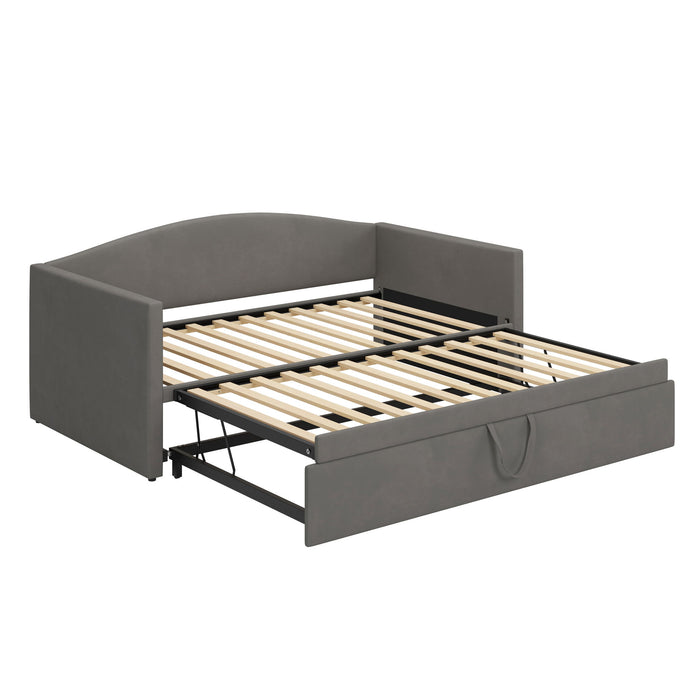 Daybed With Extended Pop Up Trundle, Upholstered Sofa Bed Daybed