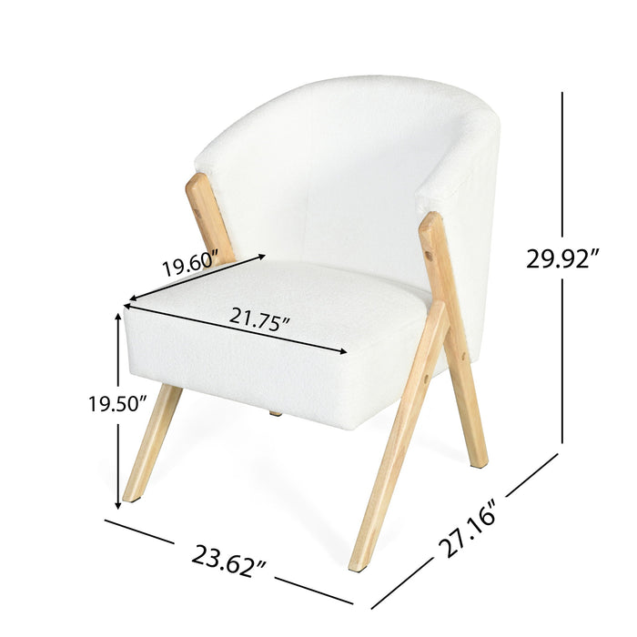 Modern Accent Chair With Polyester Upholstery And Minimalist Lounge Chair For Living Room, Bedroom, Or Office - White