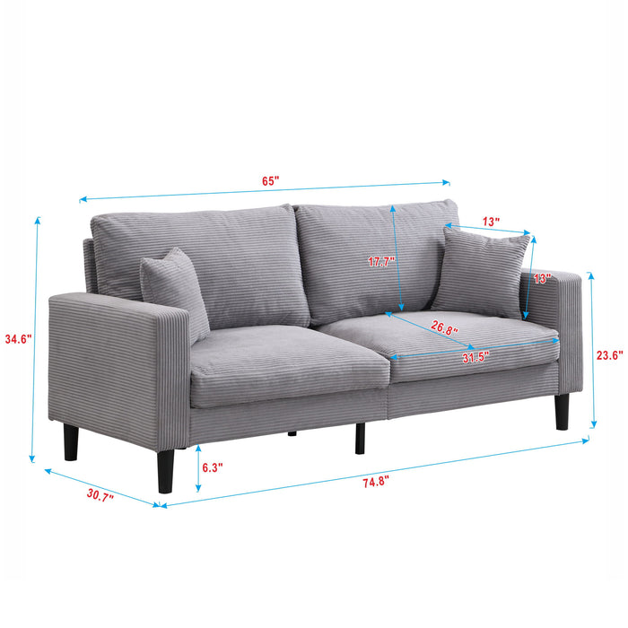 Modern Upholstered 3 Seat Sofa, High Resilience