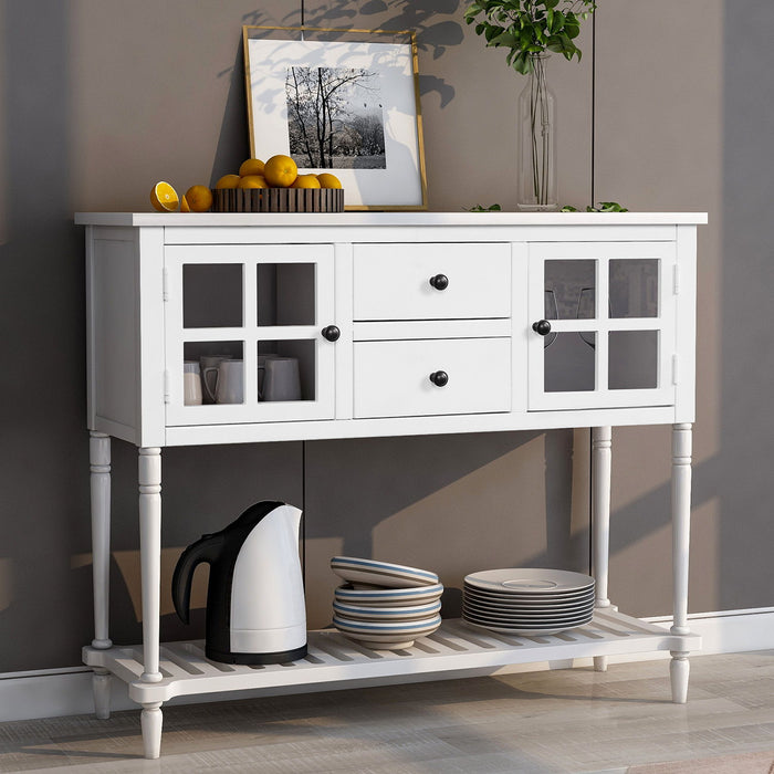 Hearth & Haven Stella Buffet Storage Cabinet With Bottom Shelf, White