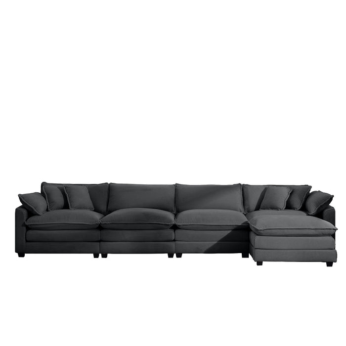 Modern Oversized Modular Cushion Sofa With Ottoman, Low Back, Deep Seating Sofa Set